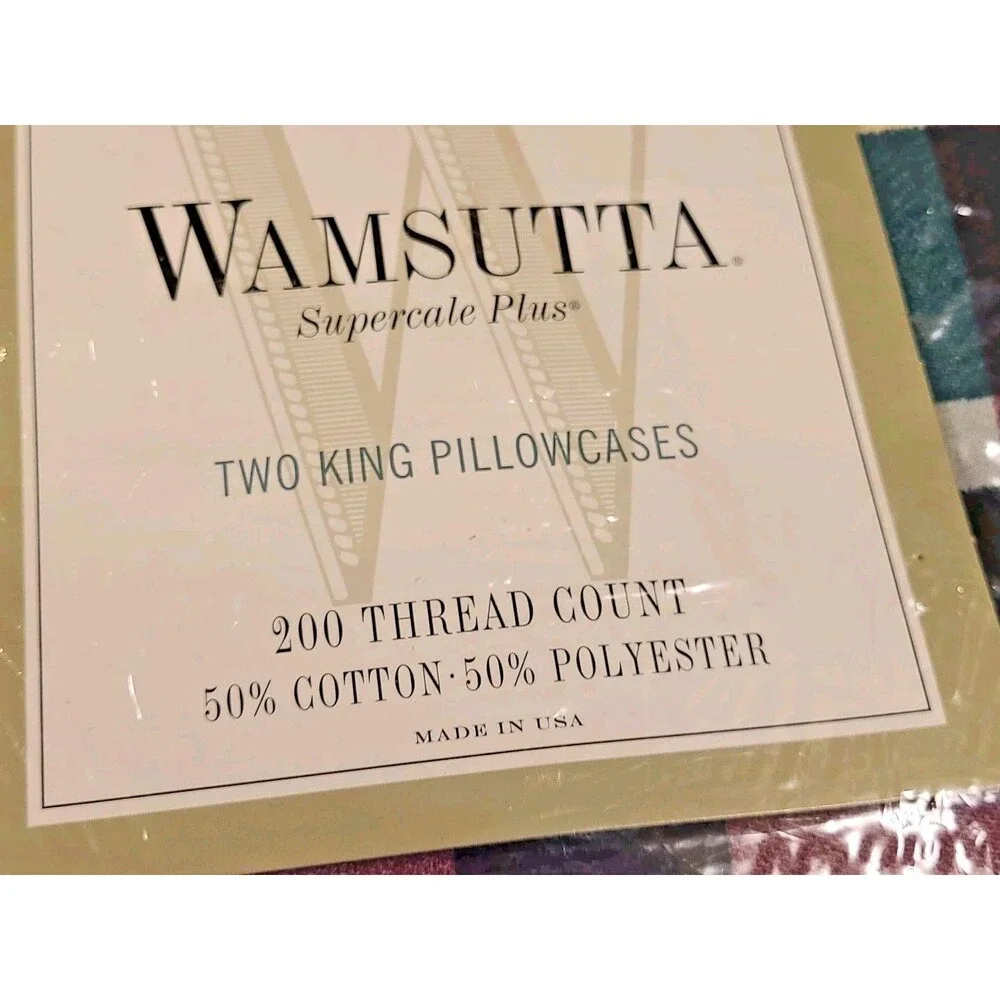2 Wamsutta Supercale Plus King Pillowcases Tyler Plaid Hunter Green USA SEALED